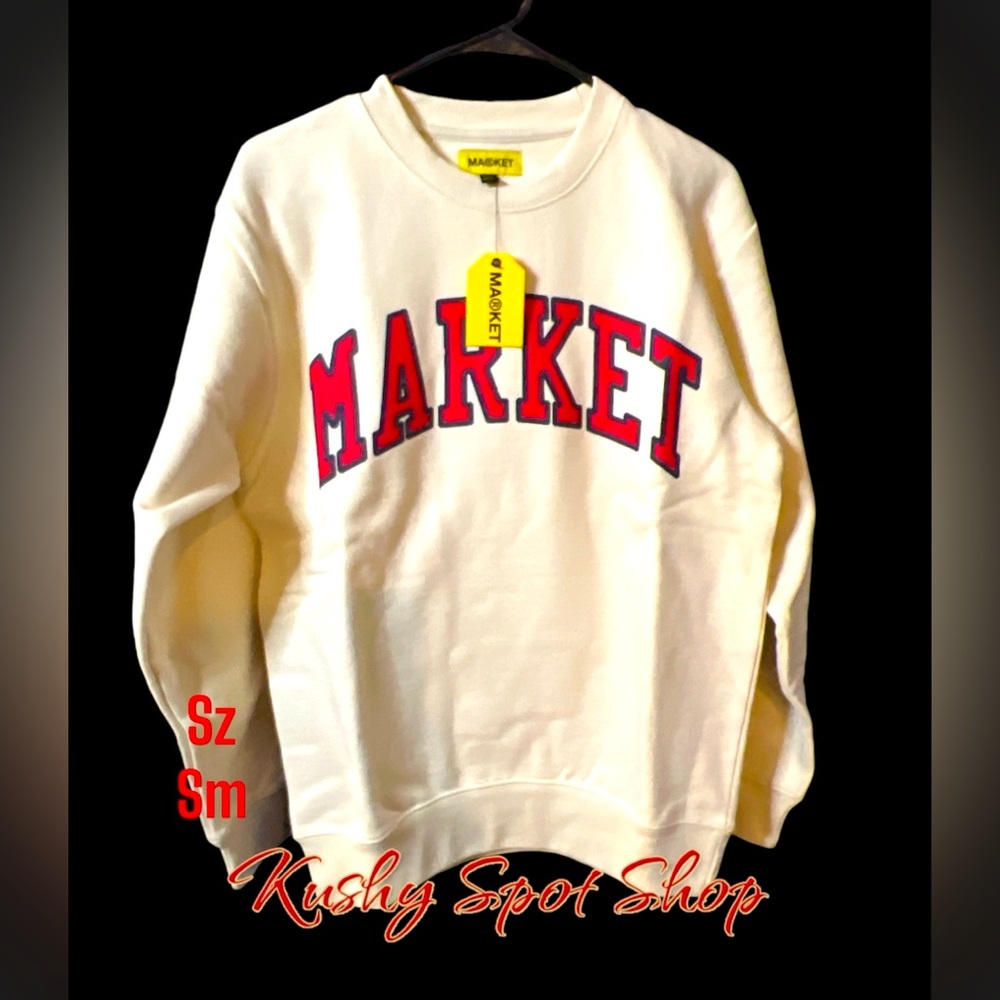 NWT ✨ 🍨🍦MARKET™️ CREAM COLOR ARC PUFF LOGO HEAVY Sweater✨🧣 Sz SM UNISEX
